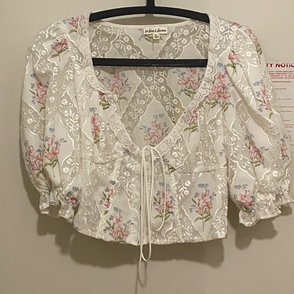 Laced White Short Sleeve Going Out Blouse
